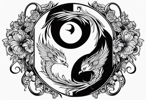 Yin and yang with phoenix tattoo idea