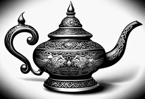 magic lamp with arabic tattoo idea