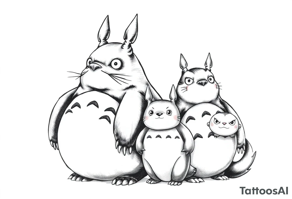 totoro and his friends tattoo idea