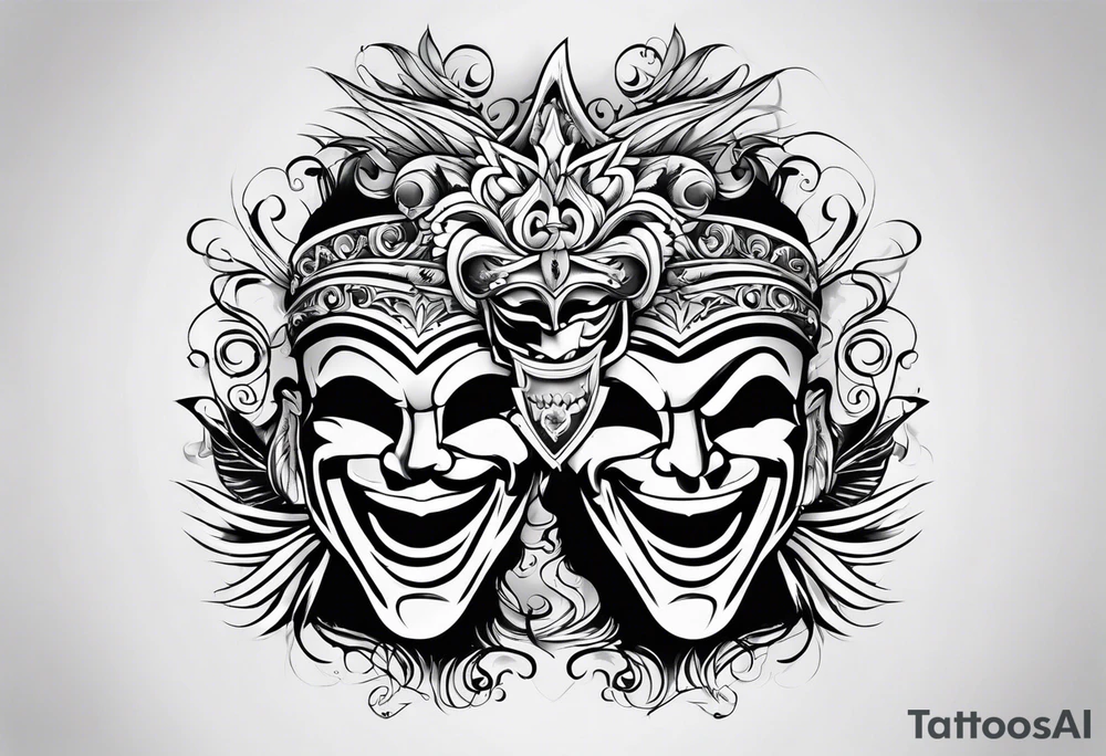 Smile now cry later gangster art masks tattoo idea