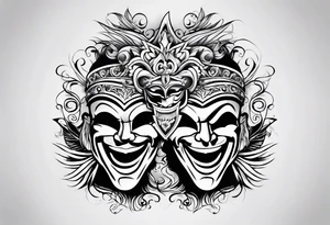 Smile now cry later gangster art masks tattoo idea