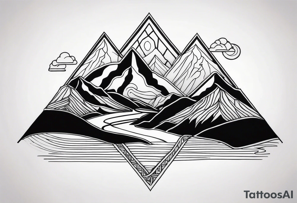 Mountains roads and travel tattoo idea