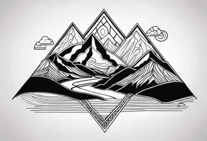 Mountains roads and travel tattoo idea