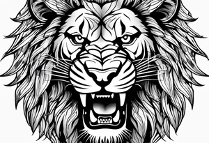 Lion head angry open the mouth tattoo idea
