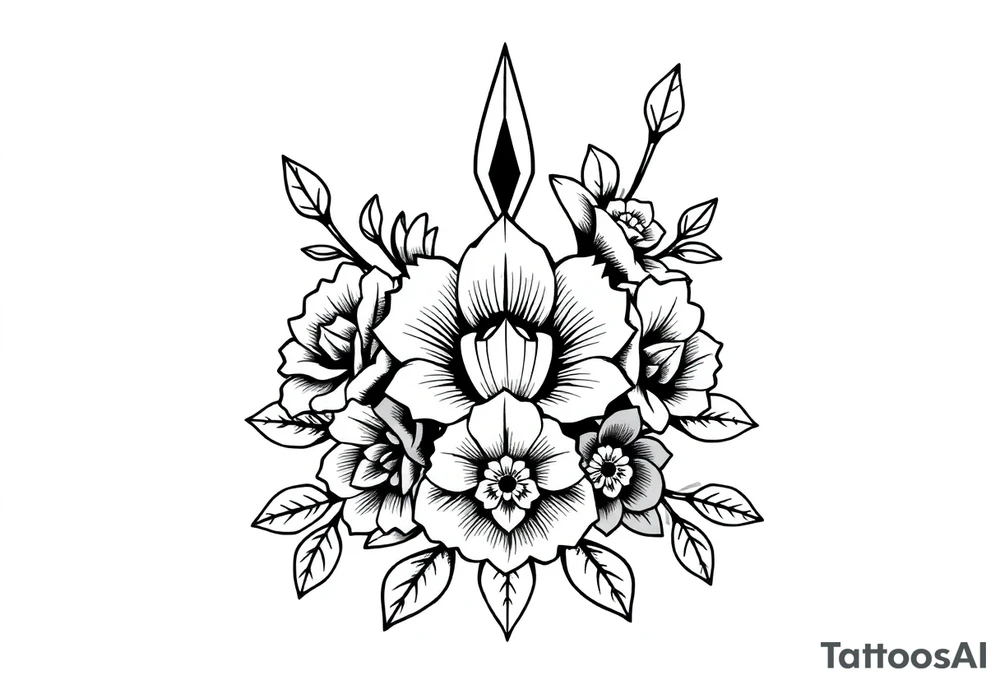 Sleep token logo with gothic flowers tattoo idea