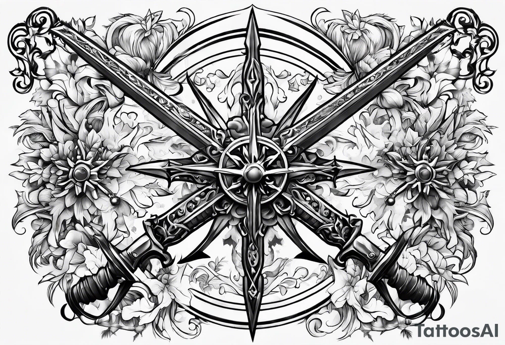 snowflakes on swords tattoo idea