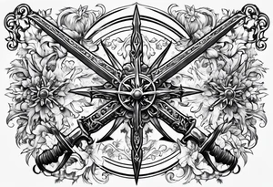 snowflakes on swords tattoo idea