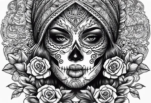 mexican style woman skull tattoo tattoo idea