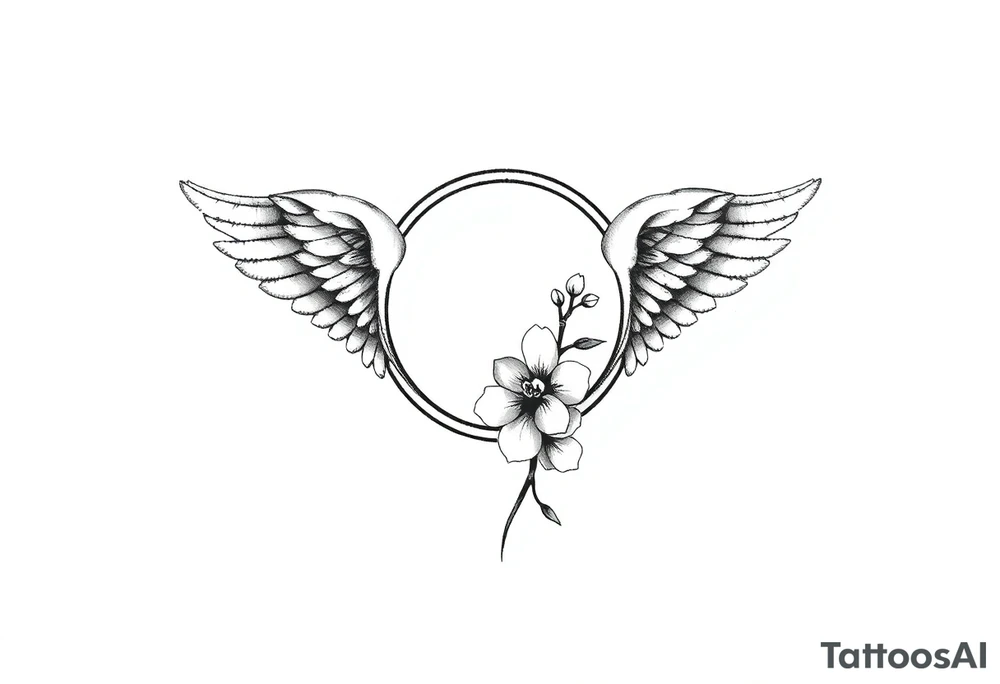 Infinity loop with wings and a small orchid tattoo idea