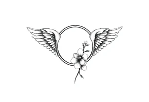 Infinity loop with wings and a small orchid tattoo idea
