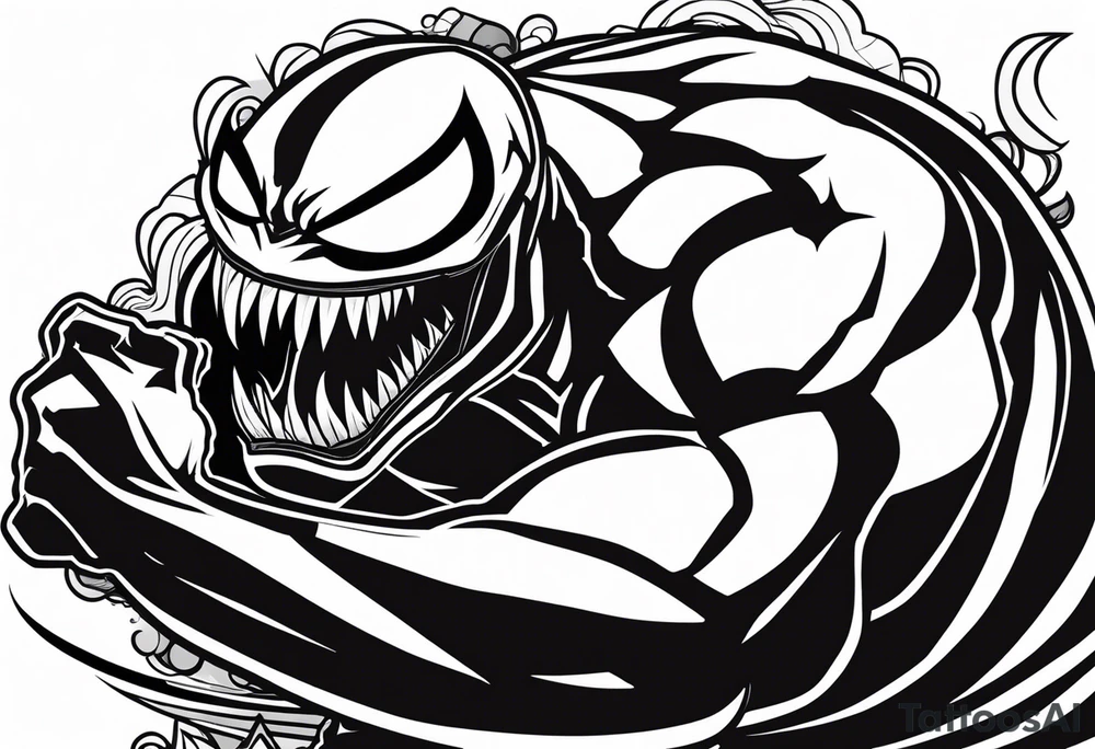 Comic character venom reclining tattoo idea