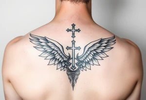 Female leg sleeve theme catholic tattoo idea