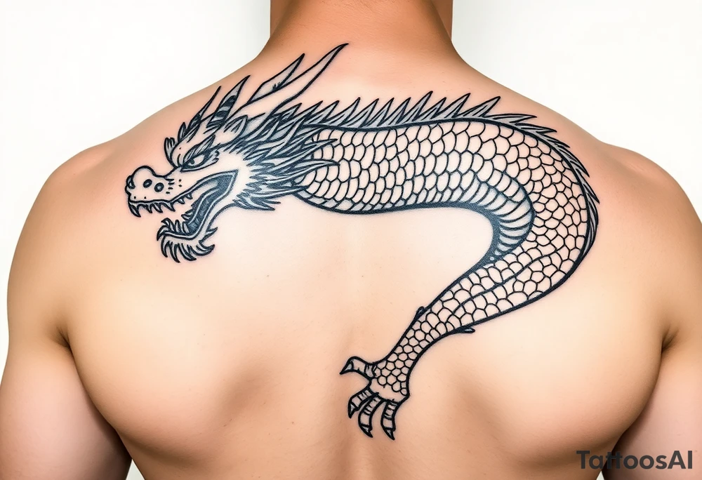powerful dragon with Chinese style themed on details tattoo idea