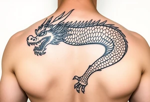 powerful dragon with Chinese style themed on details tattoo idea