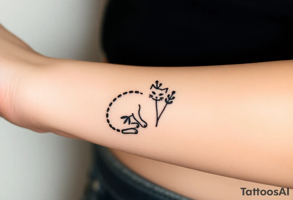 Artemis symbolism including cat and mugwort tattoo idea