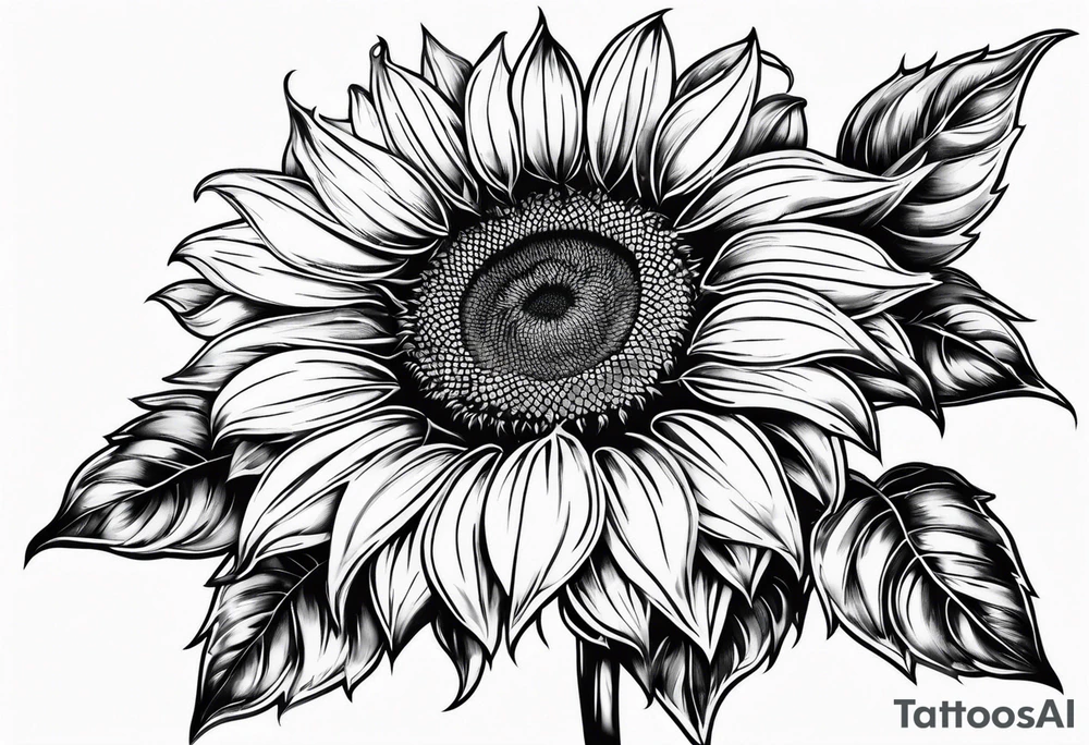 Sunflower outline tattoo idea