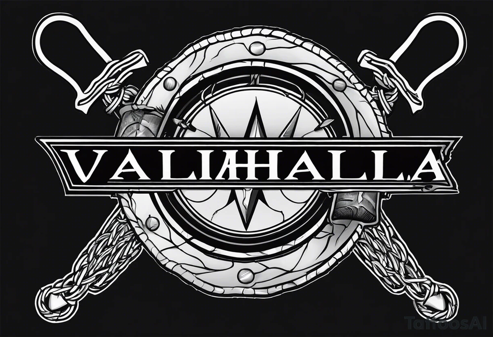 Valhalla sword shield barb wire chain tattoo idea