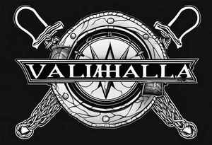 Valhalla sword shield barb wire chain tattoo idea