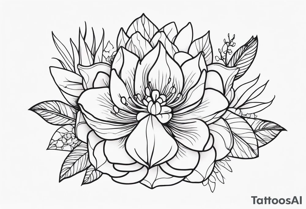 mexican fine line floral tattoo idea