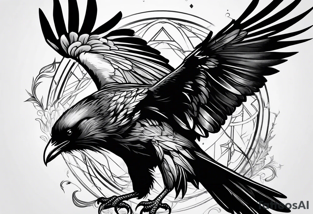 raven fighting a  bird tattoo idea