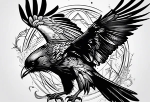 raven fighting a  bird tattoo idea