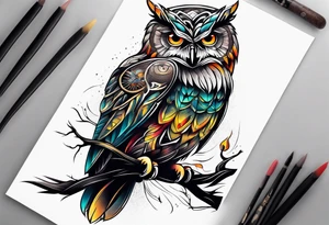Full leg tattoo owl tattoo idea