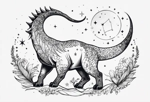 Capricorn constellation with a little dinosaur tattoo idea