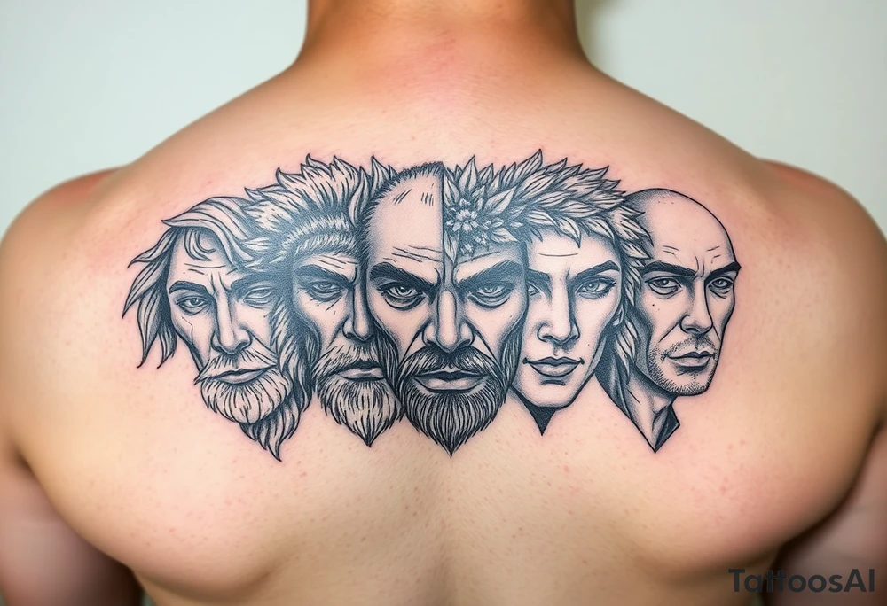 4 seasons represented in
 faces tattoo idea