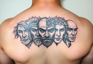 4 seasons represented in
 faces tattoo idea