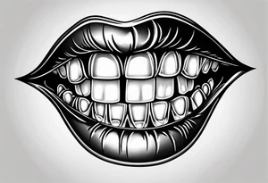 a white, shiny tooth seen through a looking glass tattoo idea