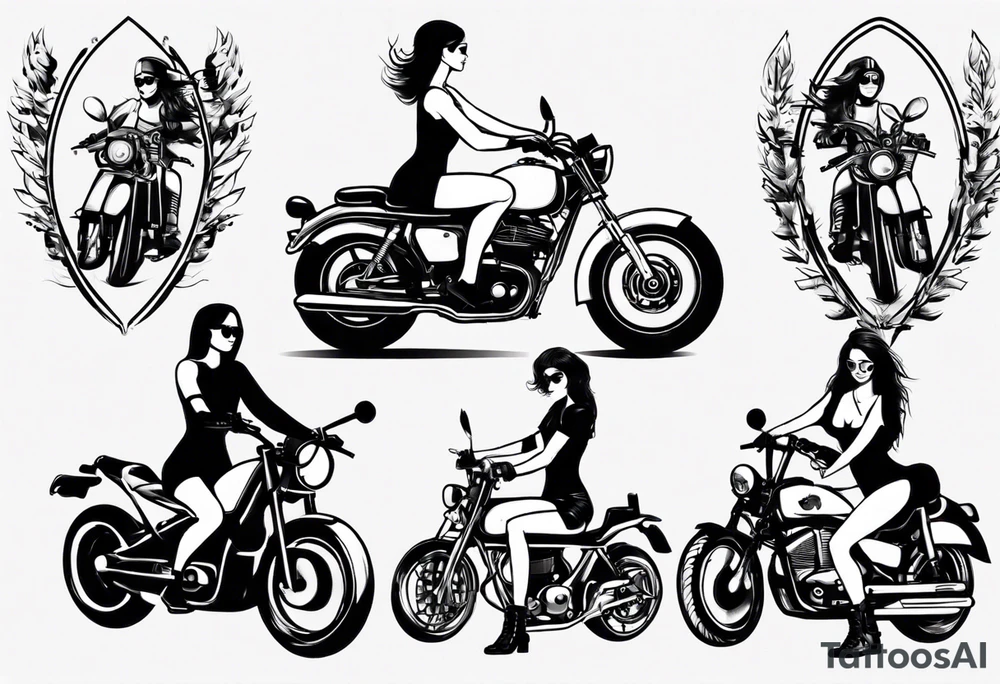 Girl riding motorcycle tattoo idea