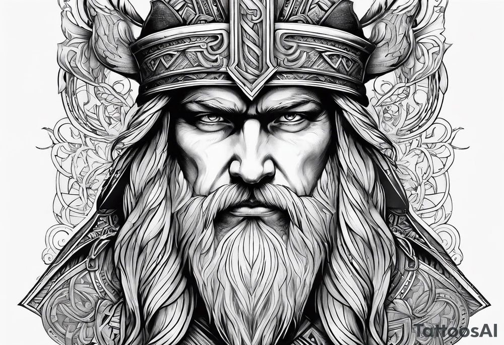 odin face nordic compas tattoo idea