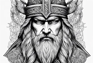 odin face nordic compas tattoo idea