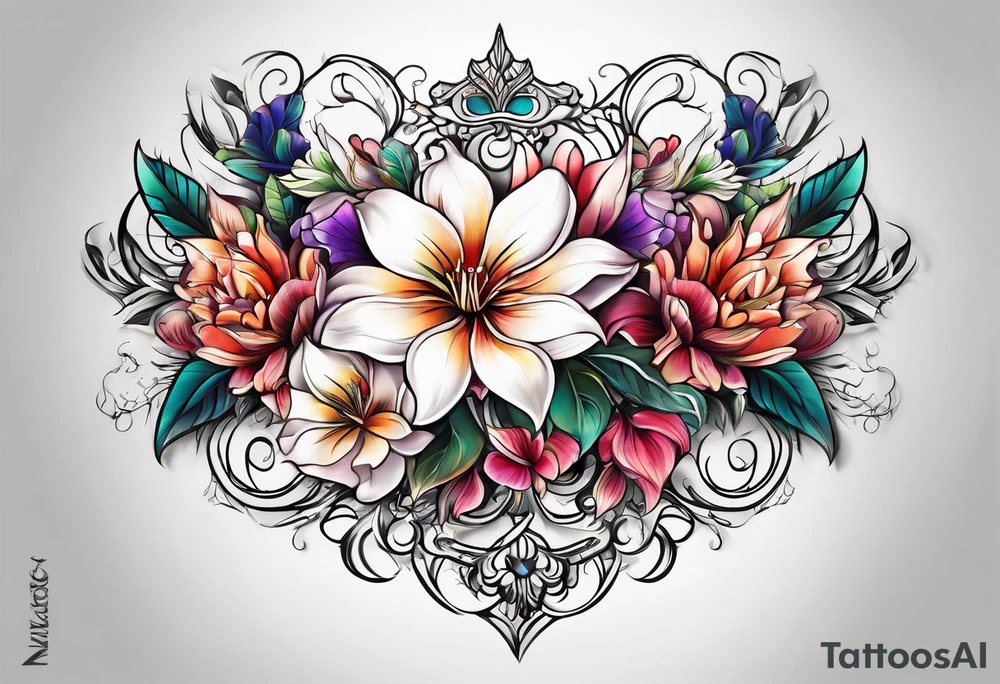 Flower chest piece tattoo idea