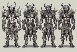 Humanoid demon in plate armor tattoo idea