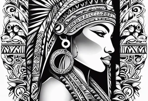 fijian tribal patterns and flowers tattoo idea