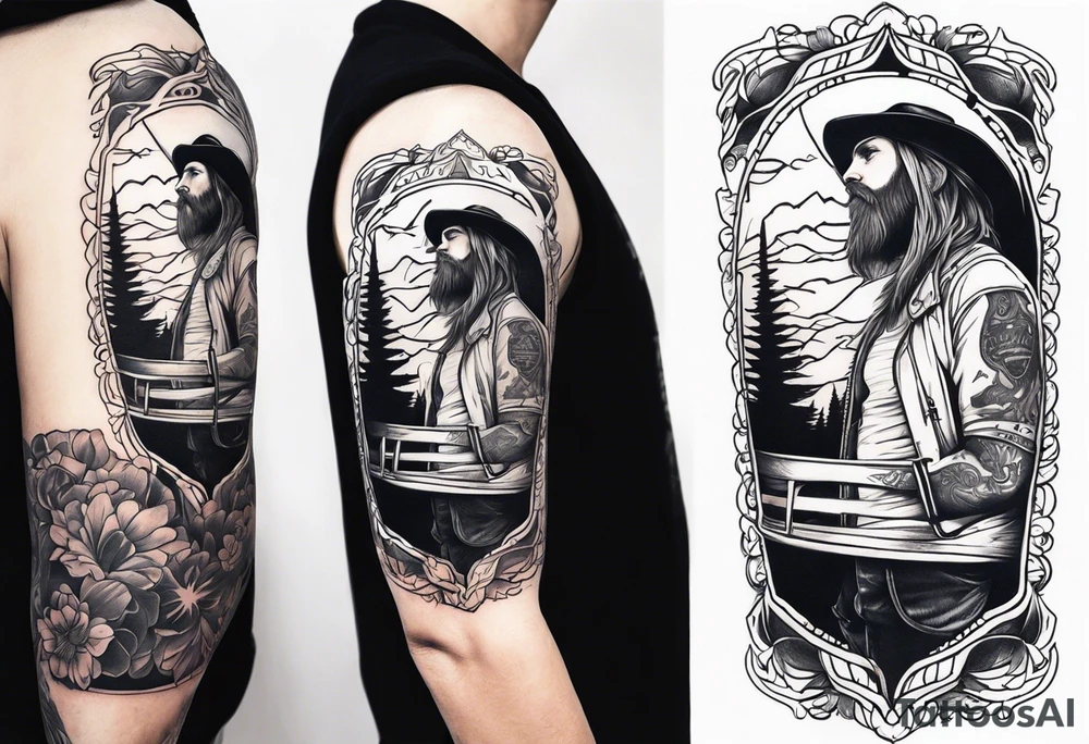 Country Musician sleeve tattoo idea