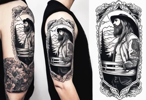 Country Musician sleeve tattoo idea