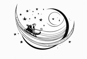 Santa flying across the moon with his sleigh tattoo idea