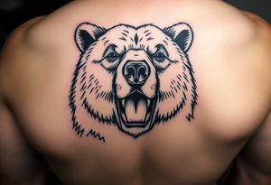 majestic grizzly bear staring with the mouth closed and no teeth showing tattoo idea