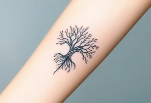 mystical tree of life with cosmic roots and celestial branches tattoo idea