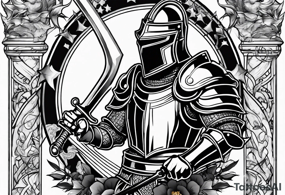knight in battle tattoo idea