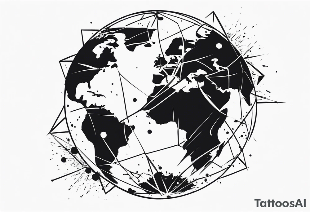 exploding globe tattoo idea