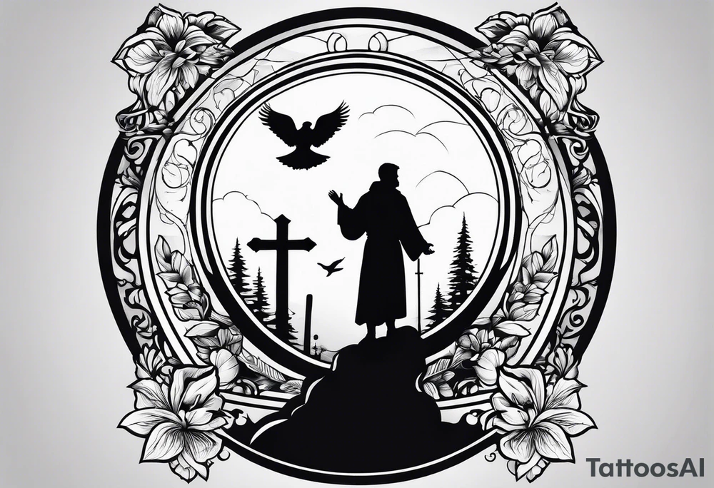 Silhouette of Saint Francis of Assisi tattoo idea