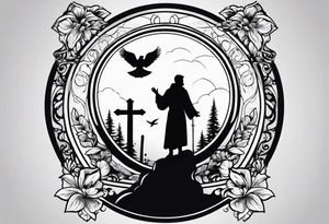 Silhouette of Saint Francis of Assisi tattoo idea