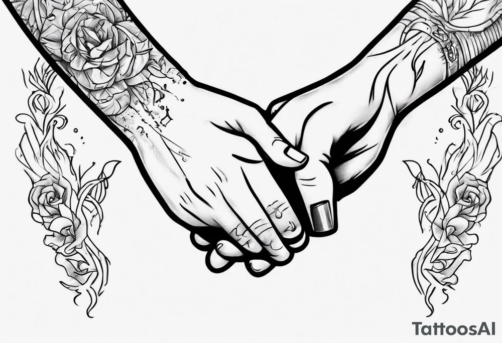 Really simple, only a few lines 
and clean tattoo of . two hands holding in love tattoo idea