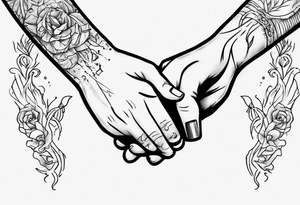 Really simple, only a few lines 
and clean tattoo of . two hands holding in love tattoo idea