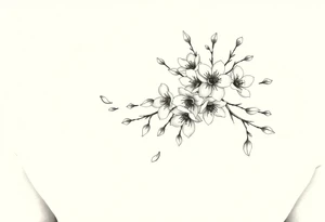 delicate cherry blossoms swirling in spring breeze with petals tattoo idea