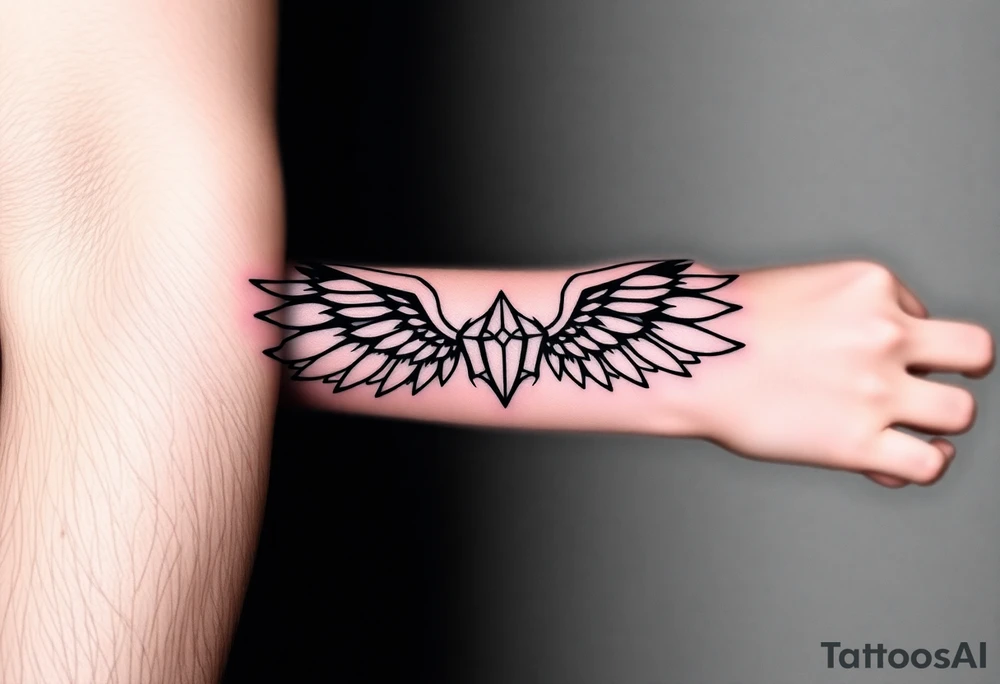 Valkyries wings with vegisvir above tattoo idea