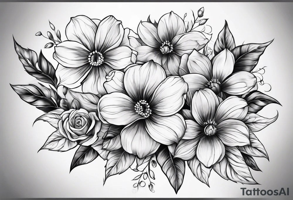 Realistic flowers tattoo idea